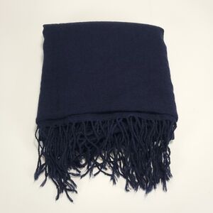 Anthropologie Navy Blue Acrylic Fringe Edge Scarf